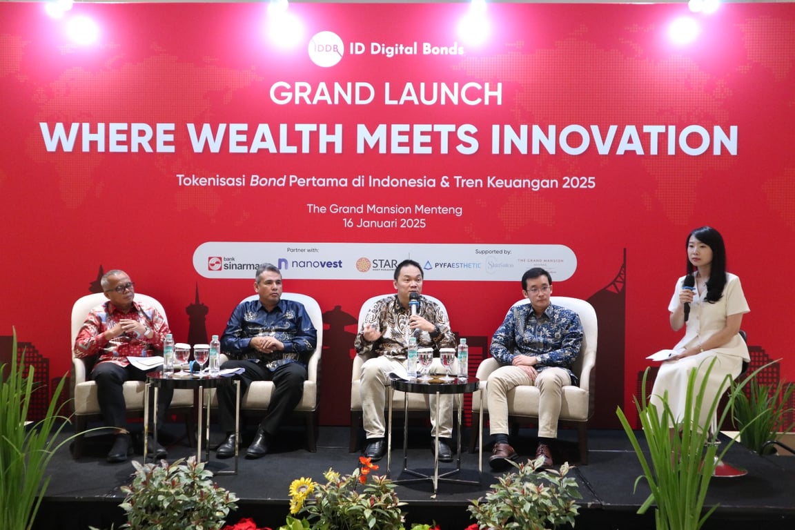 PT Sejahtera Bersama Nano resmi meluncurkan ID Digital Bonds (IDDB), tokenisasi obligasi pertama di Indonesia yang terdaftar di OJK Sandbox.  Peluncuran yang bertema "Where Wealth Meets Innovation" ini menandai adopsi teknologi digital dalam dunia investasi dan keuangan.  Acara tersebut dihadiri oleh CEO PT Sejahtera Bersama Nano, Gumarus Dharmawan William; COO Nanovest, Billy Suryajaya; Group Head Bank Sinarmas, Furiyanto; Direktur Utama STAR Asset Management, Hanif Mantiq; dan Muhammad Yusuf Musa dari Nanovest yang memaparkan proyeksi tren keuangan 2025.